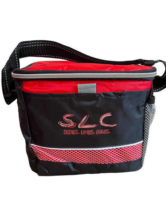 Red and Black cool bag with strap